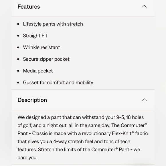 RHONE Men's Navy commuter performance pant classic made in USA size 38 - Picture 9 of 12